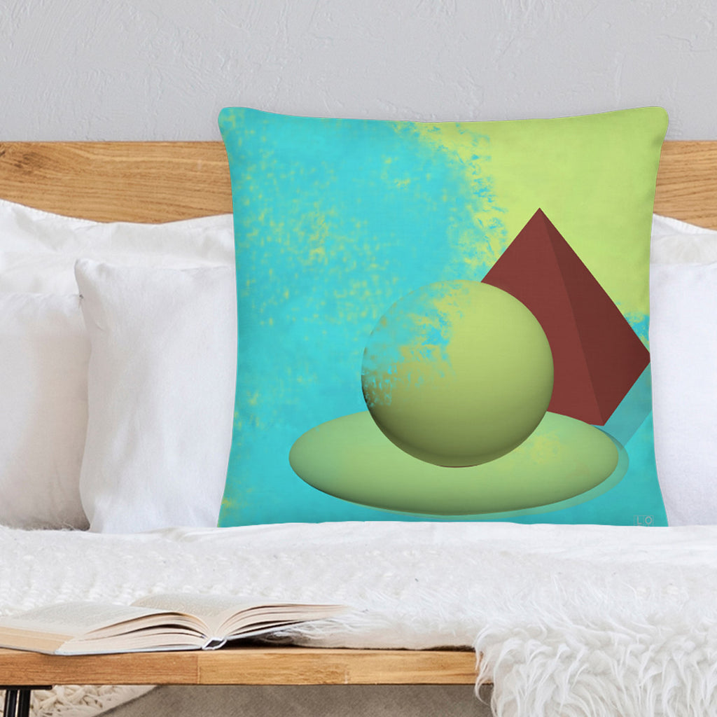 Favelli Home 'Soho Dissembled' Throw Pillow, London Pub Abstract Art Decorative Accent Pillow, Chartreuse-Green-Turquoise, Cojines Fundas Decorativos