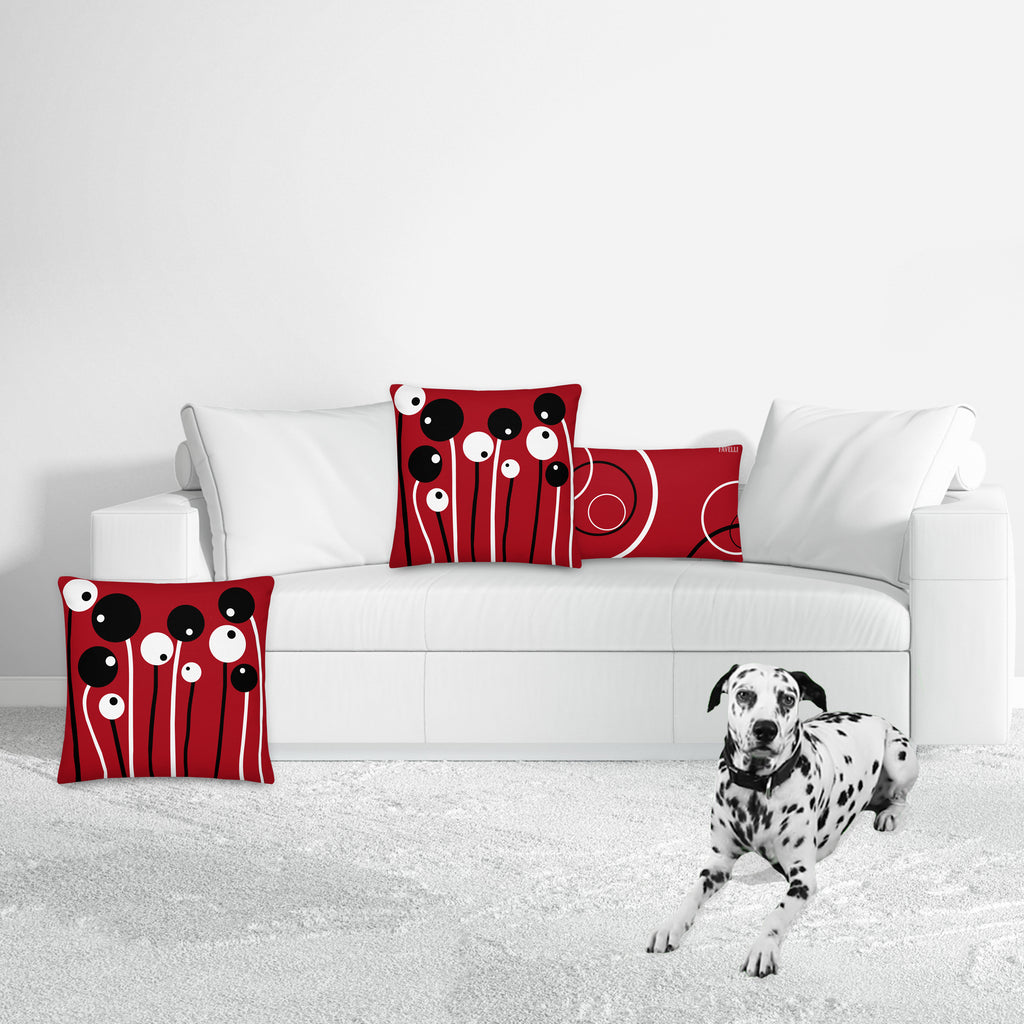 Favelli Home throw pillow cover decorative accent fundas cojines decorativos art modern bedroom living room home decor couch sofa red white black poppies flower floral abstract art
