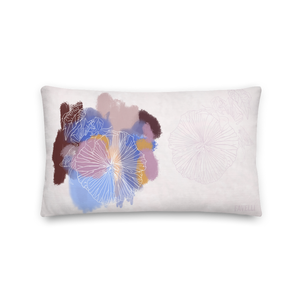 Favelli Home throw pillow cover decorative accent fundas cojines decorativos art modern bedroom living room home decor couch sofa sala cama hibiscus orchid flower floral purple abstract contemporary mauve pink blue burgundy
