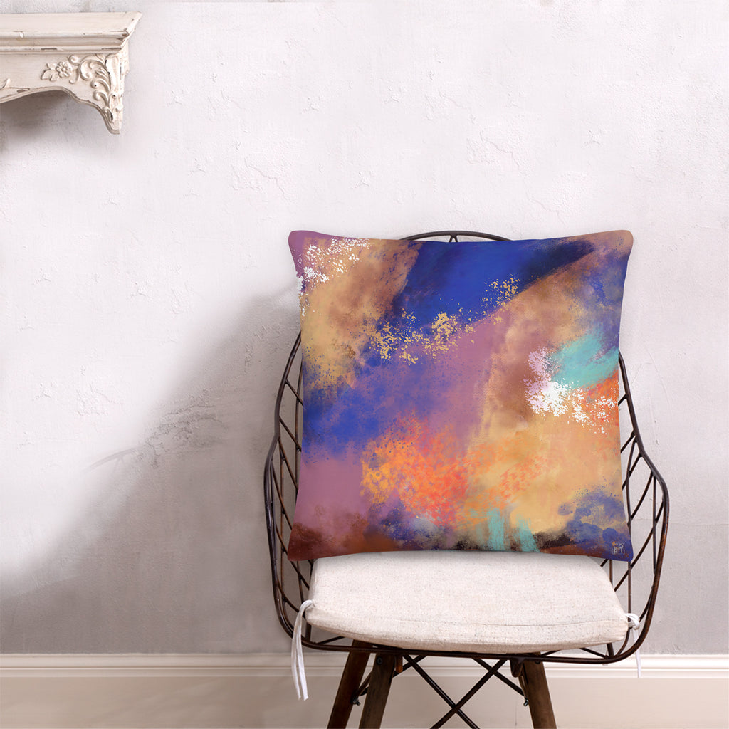 Favelli Home 'Autumn Storm' Throw Pillow Cushion Cover, Abstract Art Decorative Accent Pillow Case, Orange Gold Purple, Cojines Fundas Decorativos