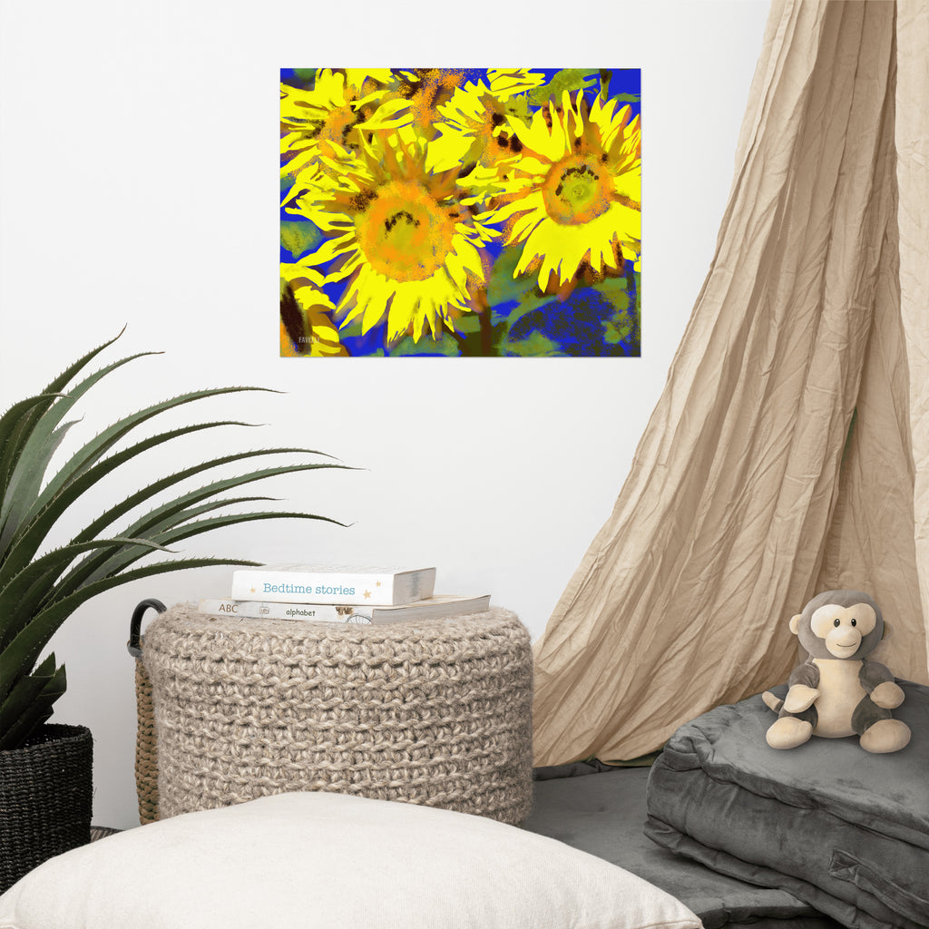Favelli Home throw pillow cover decorative accent fundas cojines decorativos art modern bedroom living room home décor couch sofa sunflower floral flower yellow blue provence garden 