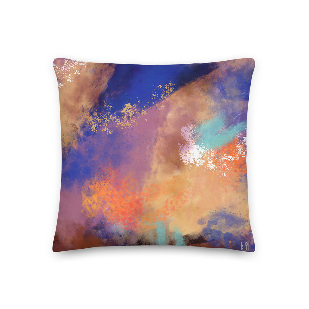 Favelli Home 'Autumn Storm' Throw Pillow Cushion Cover, Abstract Art Decorative Accent Pillow Case, Orange Gold Purple, Cojines Fundas Decorativos