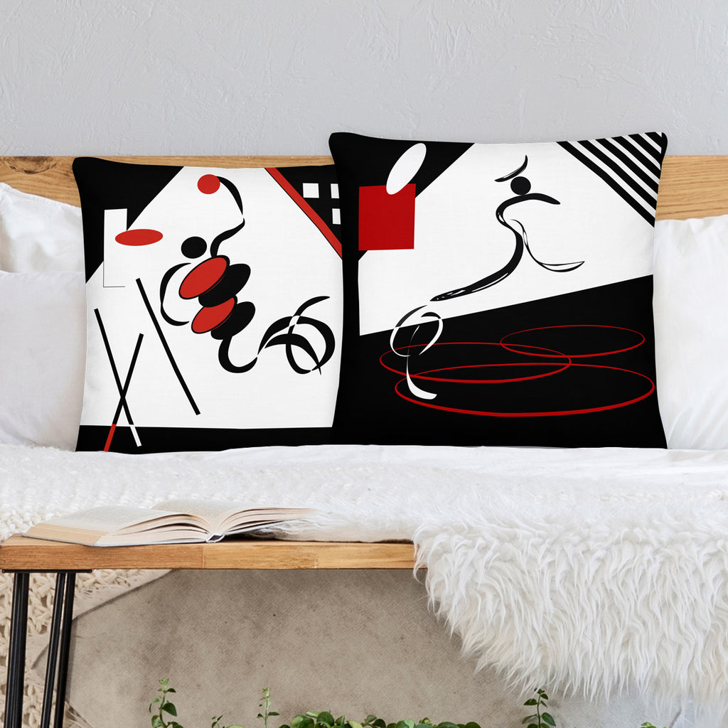 Favelli Home throw pillow cover decorative accent fundas cojines decorativos art modern bedroom living room home décor couch sofa abstract dancer red black white 